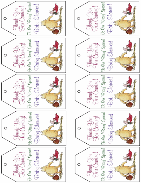 Pooh Baby Shower Gift Tags