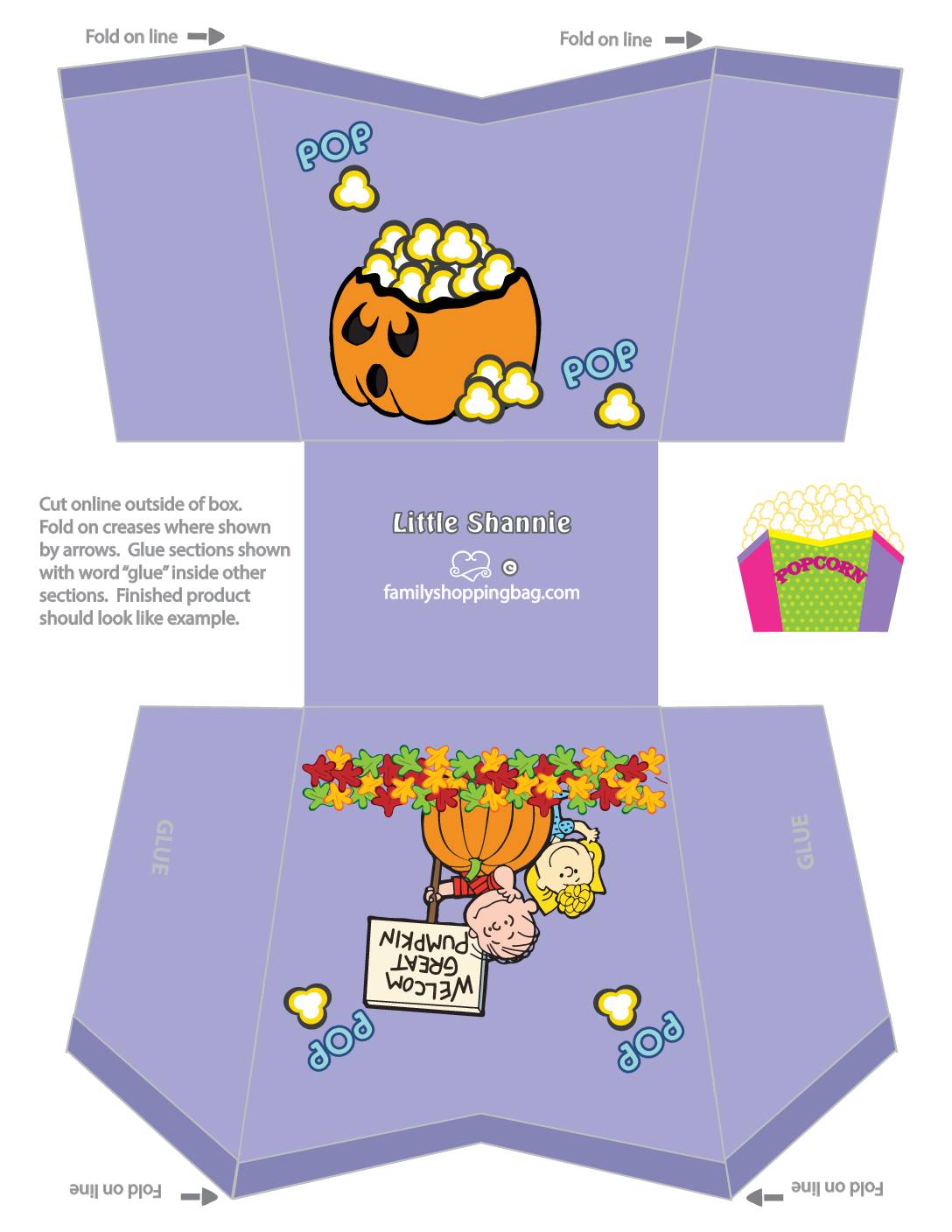 Popcorn Box Peanuts Halloween  pdf