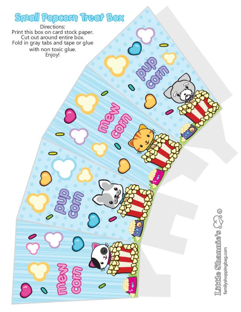 Popcorn Box Valentine Pups and Kittens  pdf