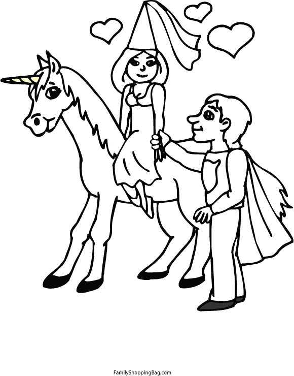 Princess & Knight Coloring Pages