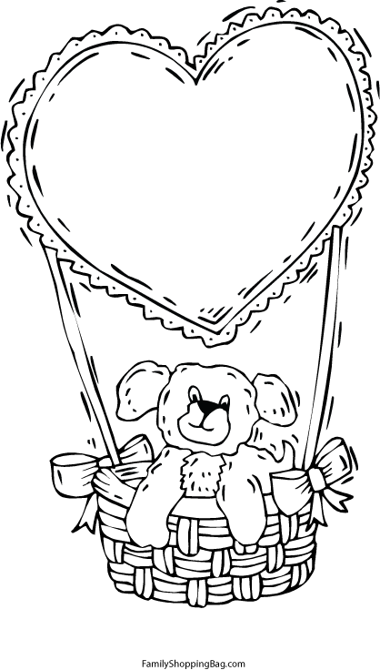 Puppy in Valentine Balloon Coloring Pages