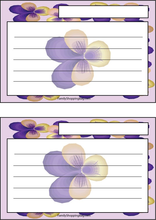 Purple Floral Recipe Card Recipe Cards