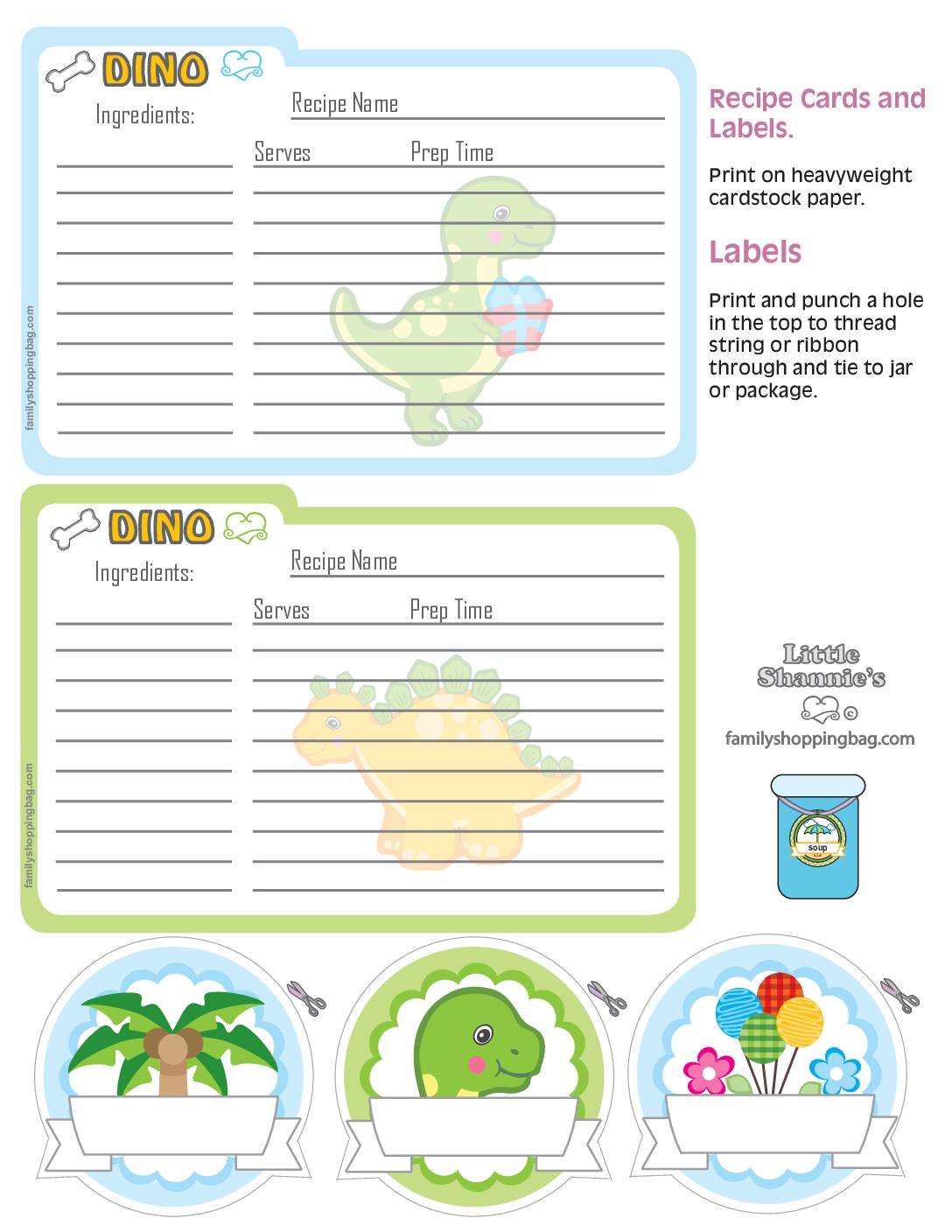 Recipe Cards Dinosaur  pdf