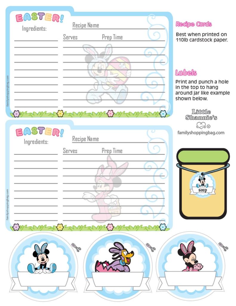 Recipe Cards Mickey Mouse Easter  pdf