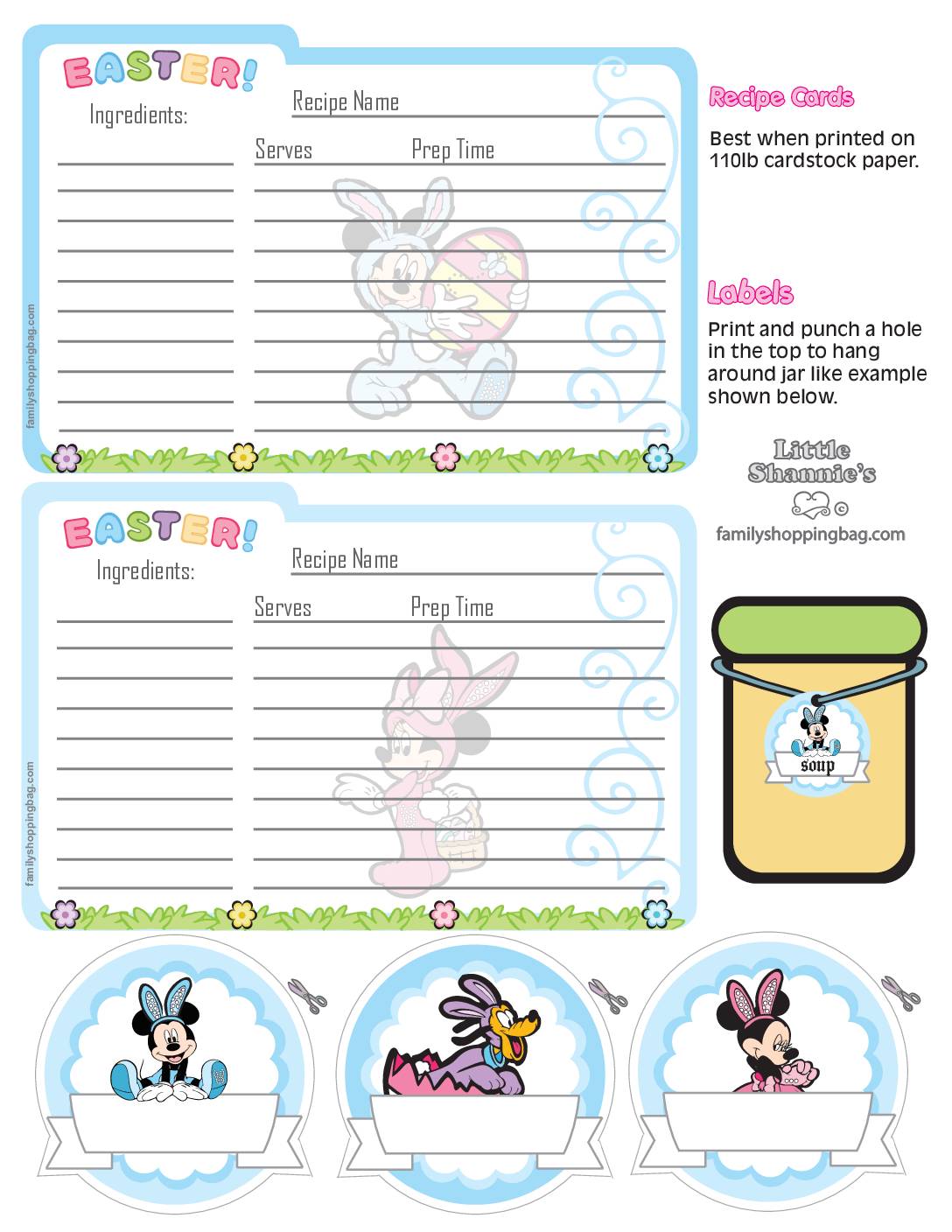 Recipe Cards Mickey Mouse Easter Recipe Cards