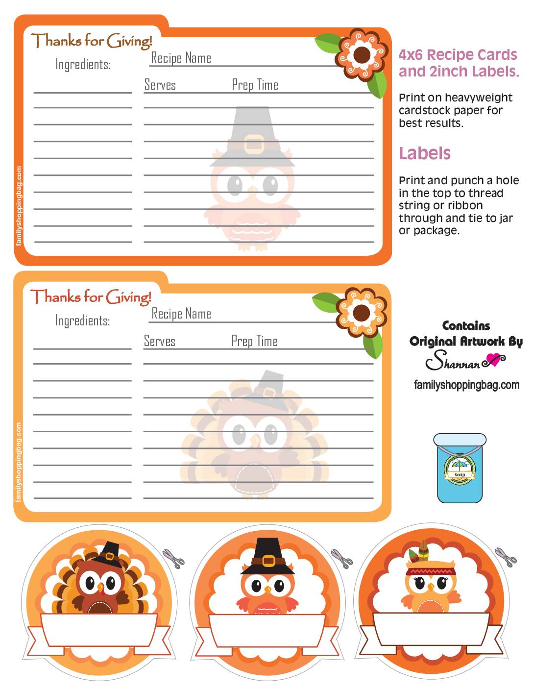 Recipe Cards Thanksgiving
