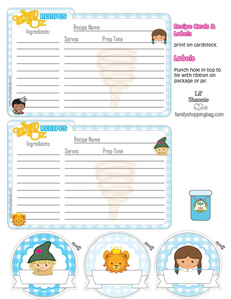 Recipe Cards Wizard of Oz  pdf