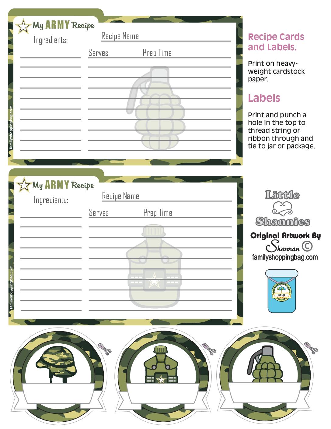 Recipe Cards army  pdf