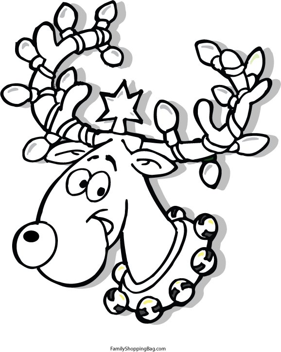 Reindeer in Lights Coloring Pages