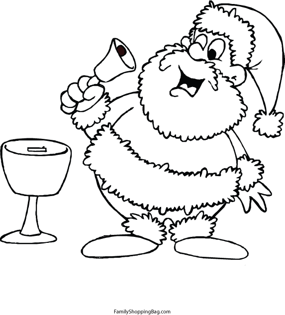 Santa & Bell Coloring Pages