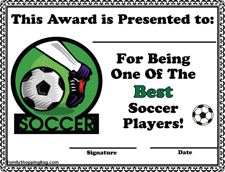 Soccer Certificate Awards