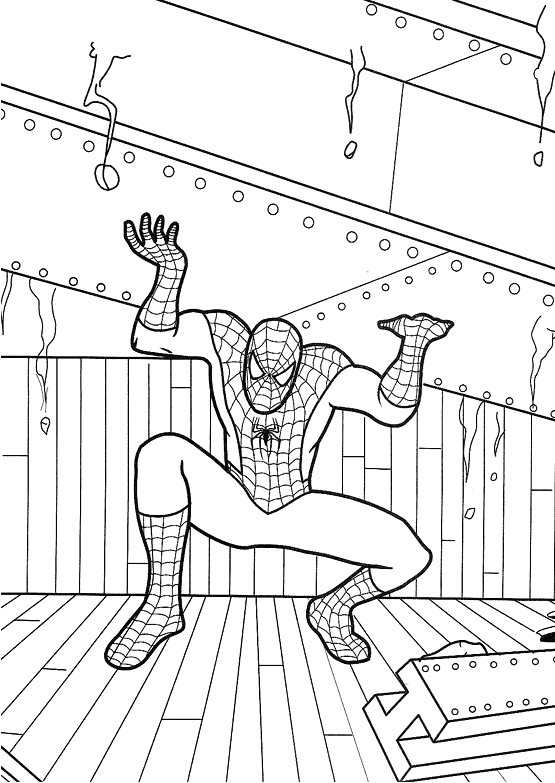 Spiderman Lifting Object Coloring Pages