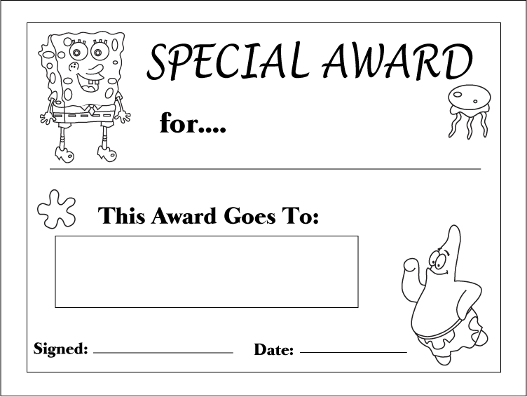 Spongebob Award you color