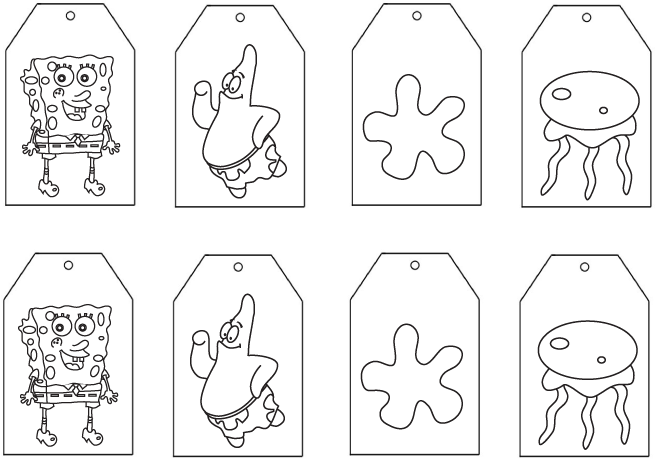 Spongebob Tags you color Gift Tags