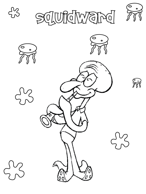 Squidward Color Page Coloring Pages
