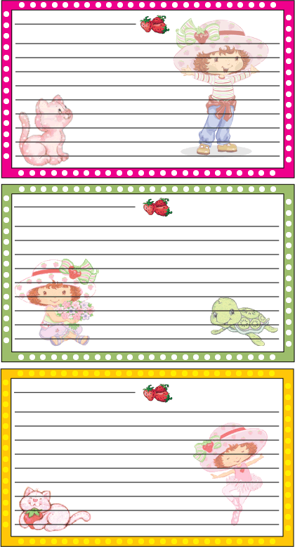 Strawberry Shortcake Recipe Cards Recipe Cards