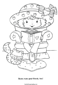 Strawberry Shortcake and Cat Coloring Pages