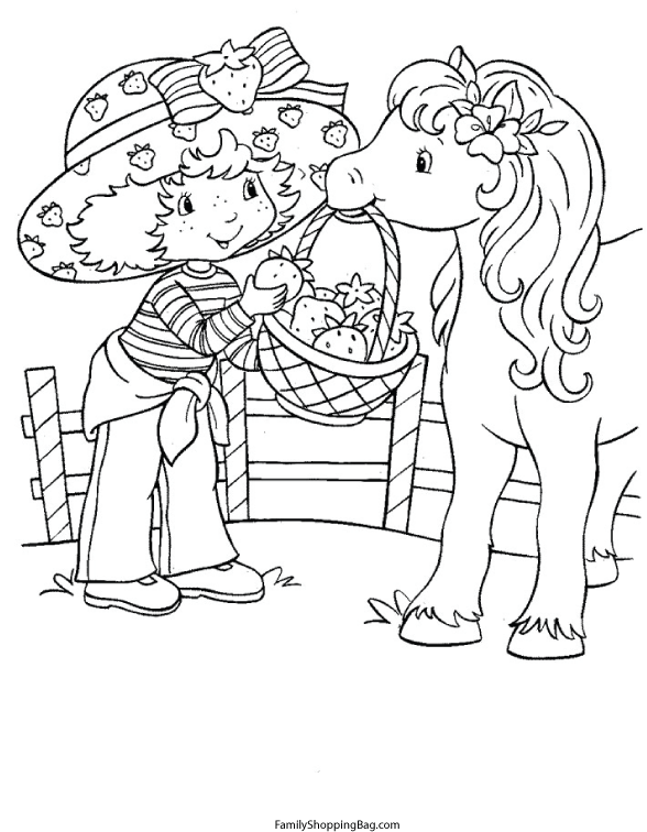 Strawberry Shortcake and Horse Coloring Pages