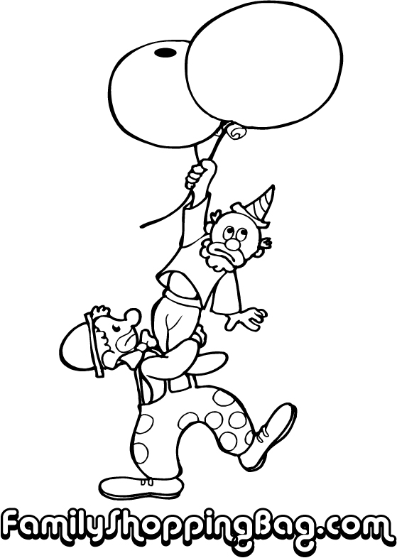 Two Clowns and Balloons Coloring Pages
