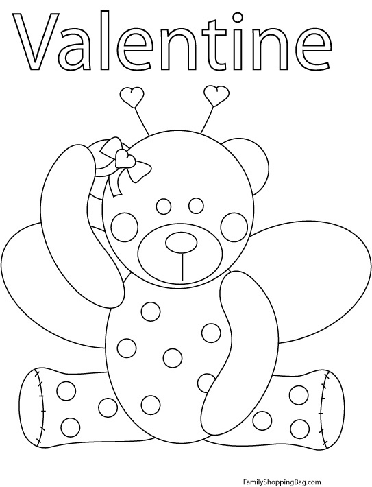 Valentine Ladybug Bear Coloring Pages