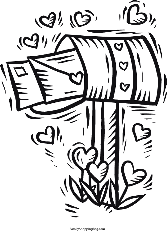 Valentines Mailbox Coloring Pages