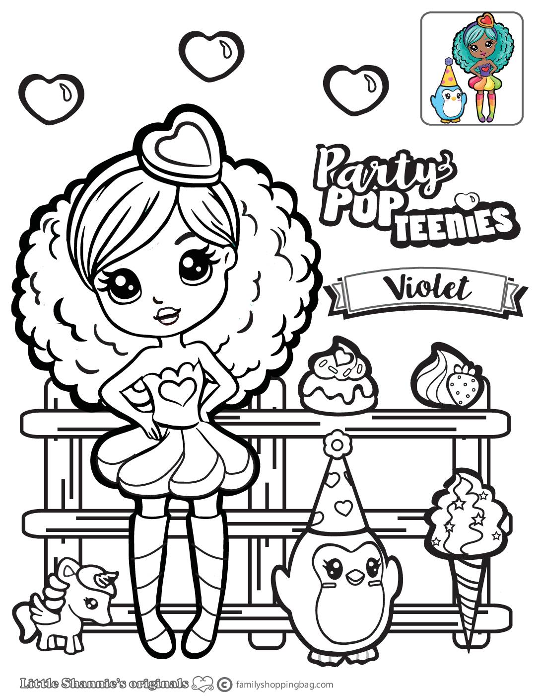 Violet Coloring Page Party Pop Teenies Coloring Pages