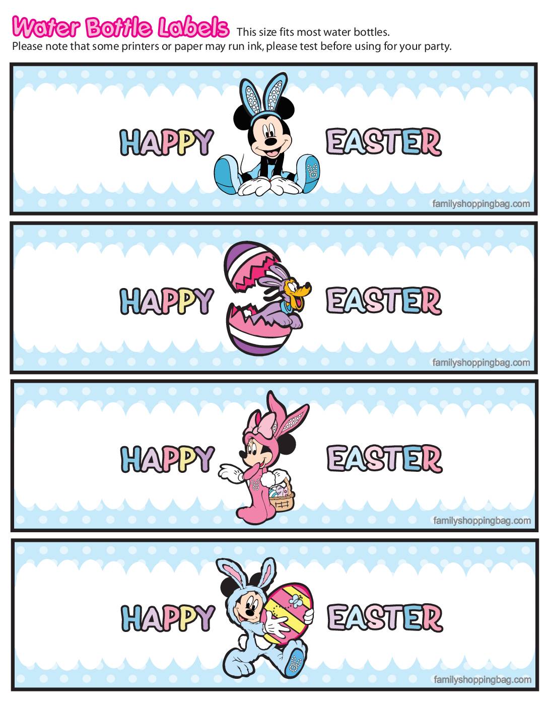 Water Bottle Label Mickey Mouse Easter
