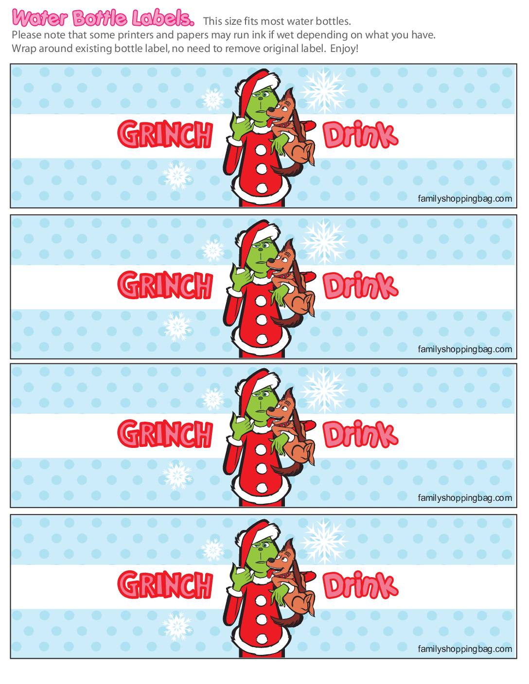 Water Label Grinch Labels