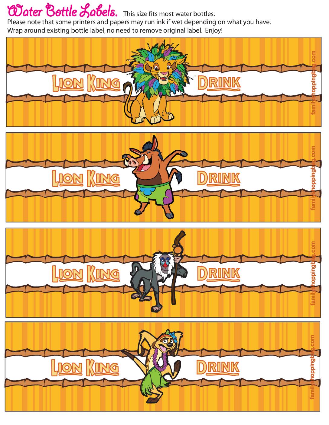 Water Label Lion King Labels
