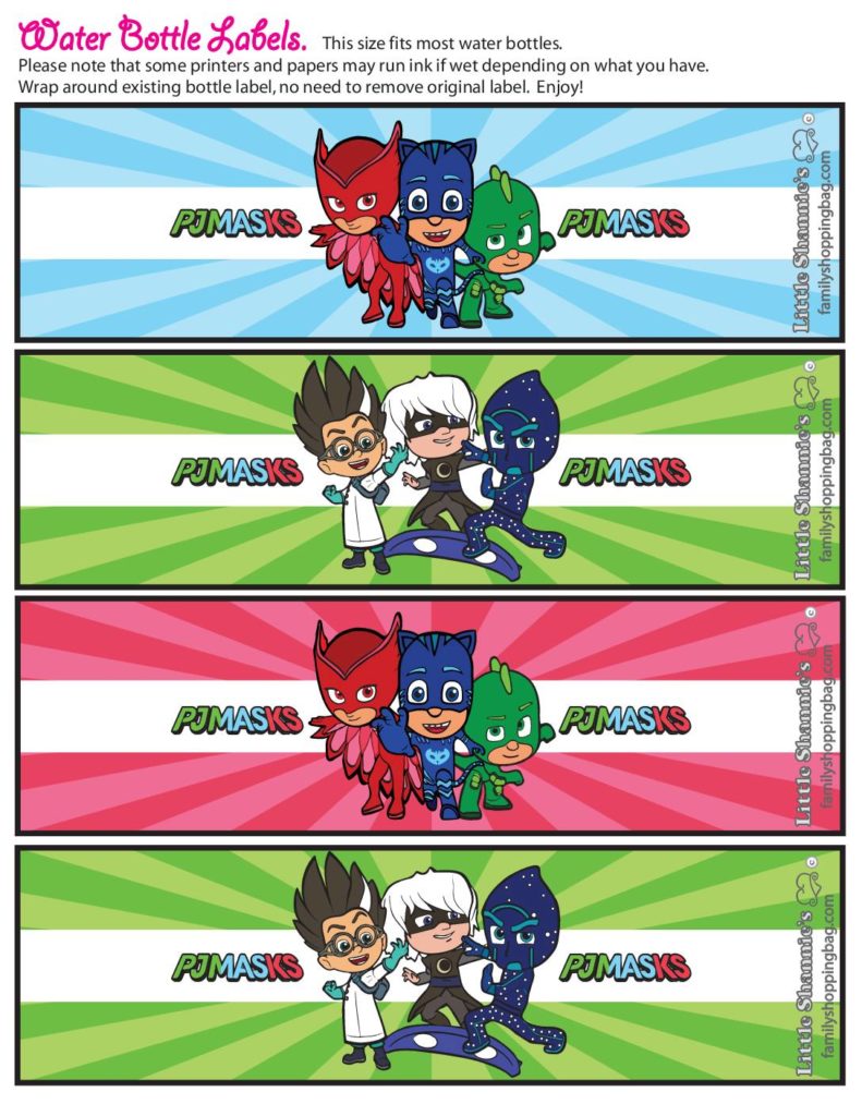 Water Label PJ Masks  pdf