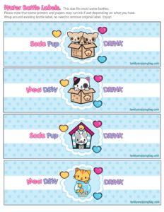 Water Label Valentine Pups and Kittens  pdf