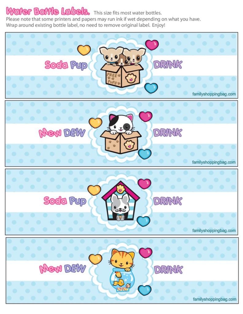 Water Label Valentine Pups and Kittens  pdf
