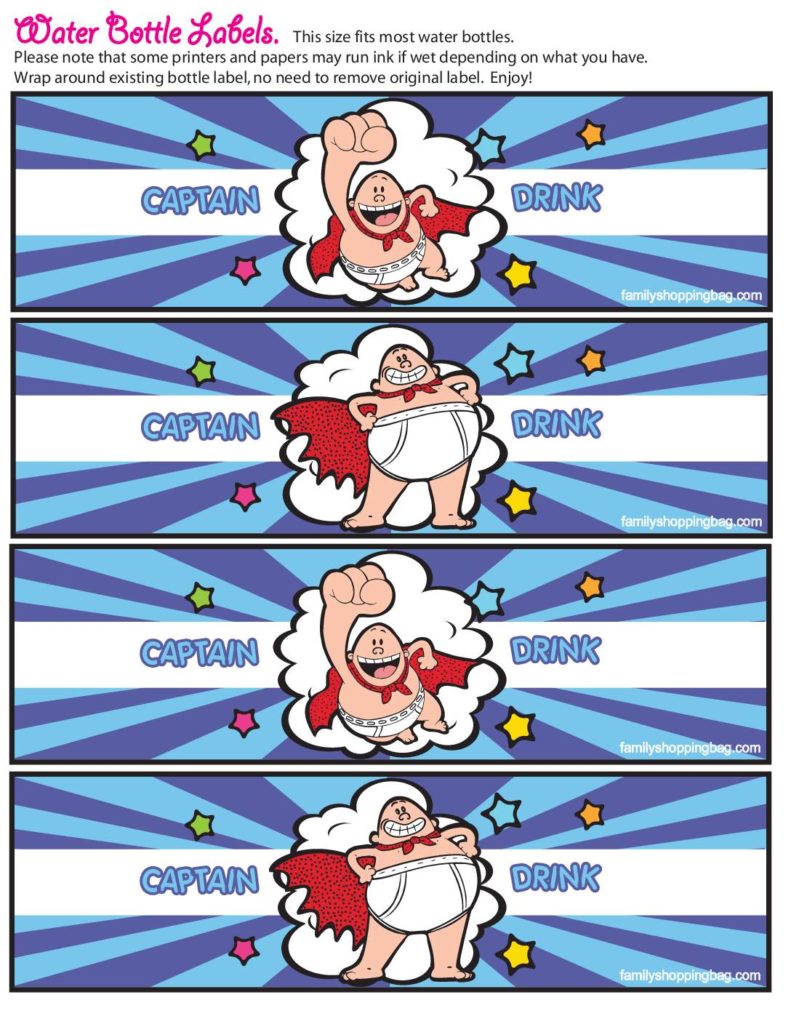 Water Labels Captain Underpants  pdf