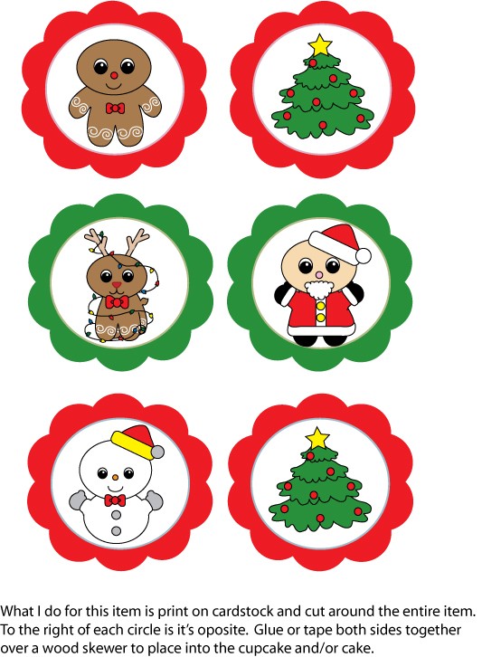 Christmas Cupcake Tops Party Decorations