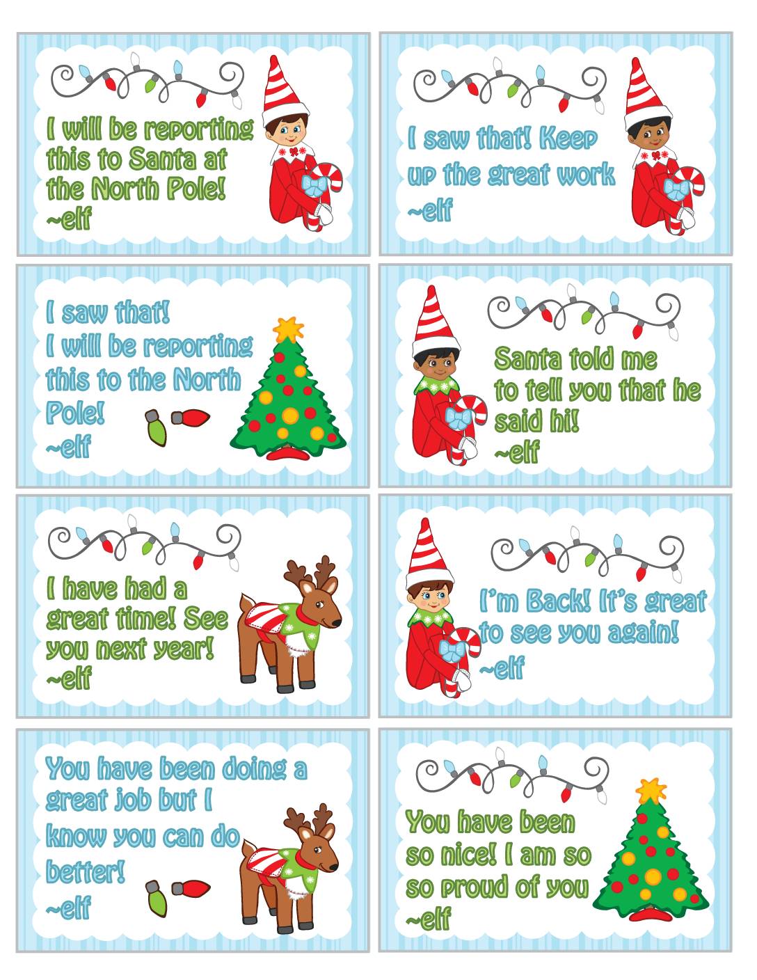 elf message cards Forms