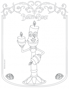 Beauty and the Beast Candle Coloring Page