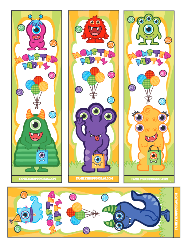 Monsters Party Bookmarks