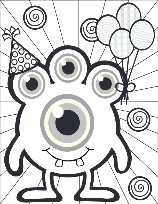 Three Eyed Monster Coloring Page
