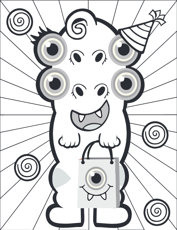 Four Eyed Monster Coloring Page