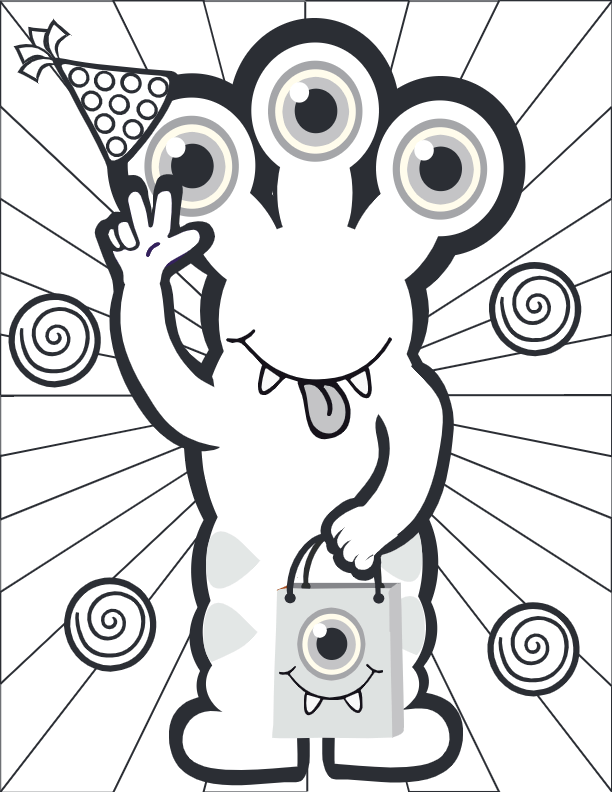 Three Eyed Large Monster Coloring Page