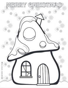 Christmas Gnome House Coloring Page