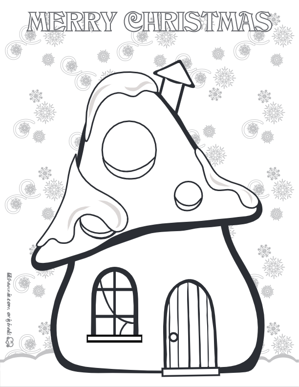 Christmas Gnome House Coloring Page
