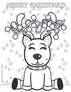 Christmas Gnome Reindeer Coloring Page