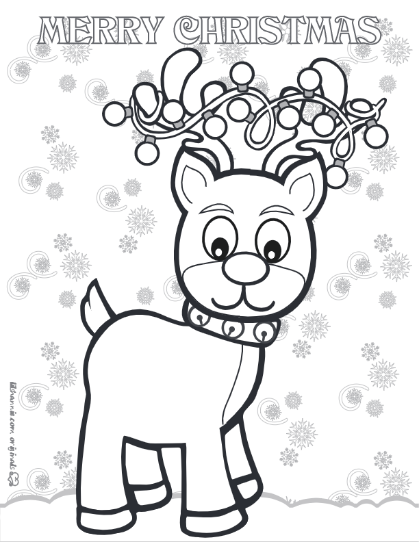 Christmas Gnome Reindeer Coloring Page