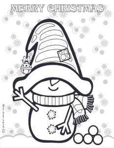 Christmas Gnome Snowman Coloring Page