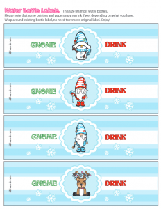 Christmas Gnome Water Bottle Labels