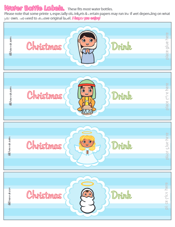 Christmas Manger Water Labels